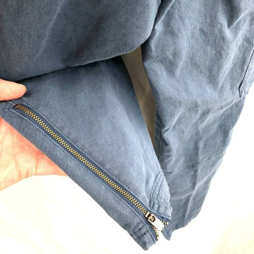 Athleta ankle zip cargo pants organic cotton blend blue outdoor hiking cropped 6